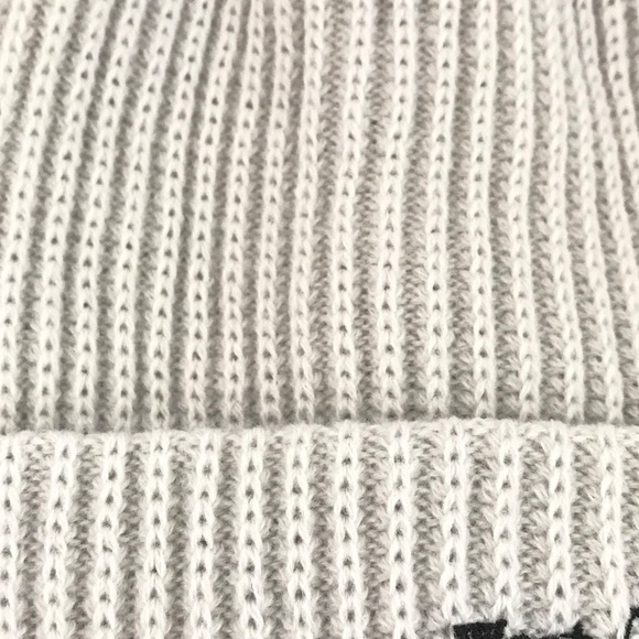 ANTHROPOLOGIE Beanie Hat Wellness Club Daily Practice Gray Embroidered Ribbed - Picture 7 of 13